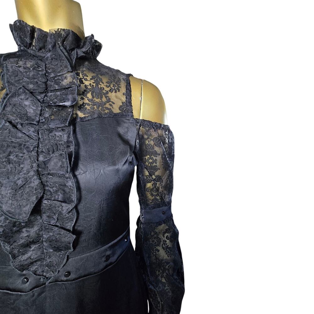 Killstar Isabeau’s Curse Black Satin Maxi Dress Medium NWT - Picture 6 of 8